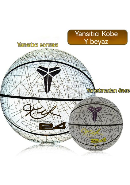 Kobe Bryant Y Logosu Parlak Basketbol Topu - Beyaz (Yurt Dışından)