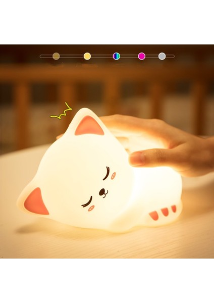 Yeni Kedi Dekompresyon Pat LED Masa Lambası USB Gece Lambası (Yurt Dışından)