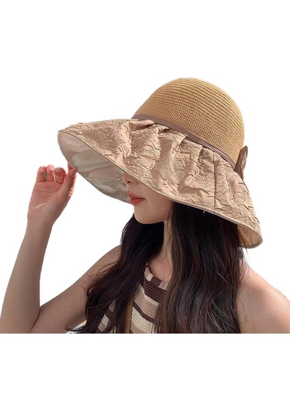 Bayanlar Örme Güneş Şapkası Moda Yüz Kapak Kova Şapka (Yurt Dışından)