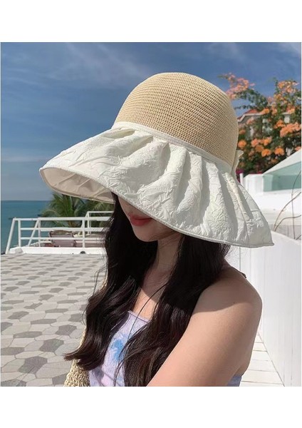 Bayanlar Örme Güneş Şapkası Moda Yüz Kapak Kova Şapka (Yurt Dışından)