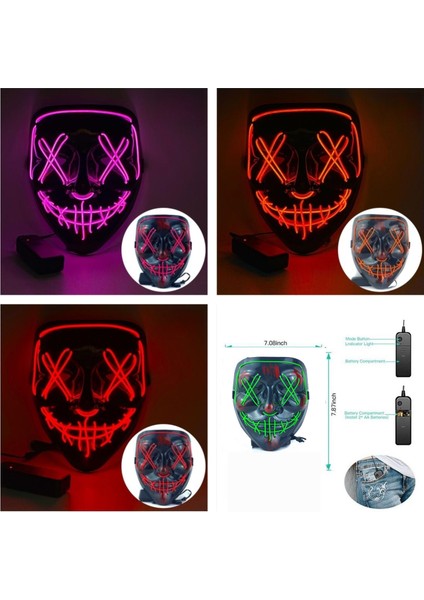 Cadılar Bayramı Partisi Glow Eğlenceli Maske Mutlu Insanlar Partisi (Yurt Dışından)