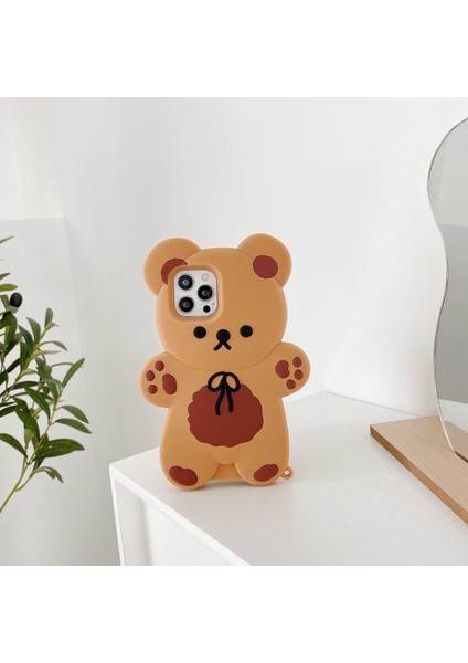 3D Cartoon Teddy Bear iPhone 11 Şok Emici Darbeye Dayanıklı Apple Telefon Kılıfı (Yurt Dışından)