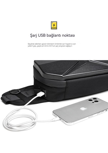 Sports Pc Hard Shell Su Geçirmez Messenger Çanta USB (Yurt Dışından)