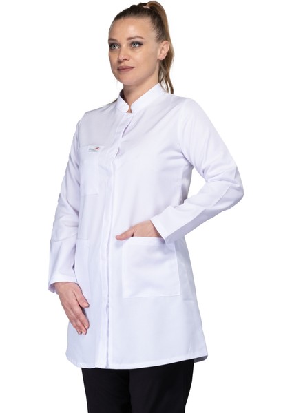 Sarıçiyil Üniforma Doktor Hemşire Tesettür Takım (Beyaz-Siyah)