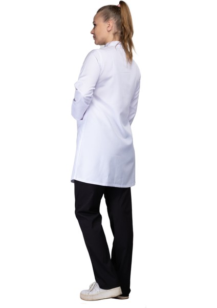 Sarıçiyil Üniforma Doktor Hemşire Tesettür Takım (Beyaz-Siyah) fiyatları