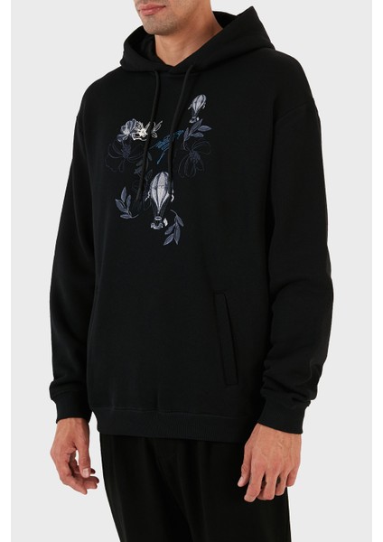 Desenli Kanguru Cepli % 100 Pamuk Kapüşonlu Relaxed Fit Sweat Erkek Sweat 6R1M8P 1J7DZ 0042 modelleri