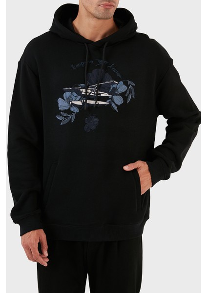 Desenli Kanguru Cepli % 100 Pamuk Kapüşonlu Relaxed Fit Sweat Erkek Sweat 6R1M8P 1J7DZ 0041 modelleri