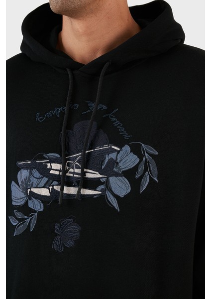 Desenli Kanguru Cepli % 100 Pamuk Kapüşonlu Relaxed Fit Sweat Erkek Sweat 6R1M8P 1J7DZ 0041 indirimleri