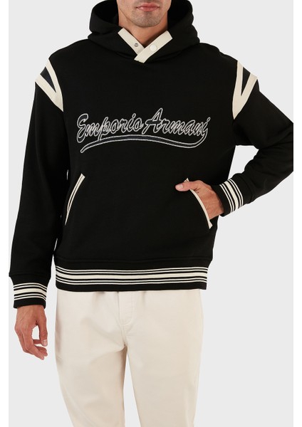 Logolu Kapüşonlu Kanguru Cepli % 100 Pamuk Regular Fit Sweat Erkek Sweat 6R1MG1 1jwpz 0999 modelleri