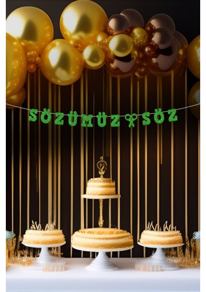 Yeşil Sözümüz Söz Yazılı Banner, Özel Gün Partisi , Simli Eva Banner