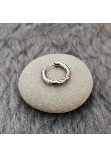 Çelik Gri 10 mm Tekli Küçük Unisex Halka Küpe ET96BY