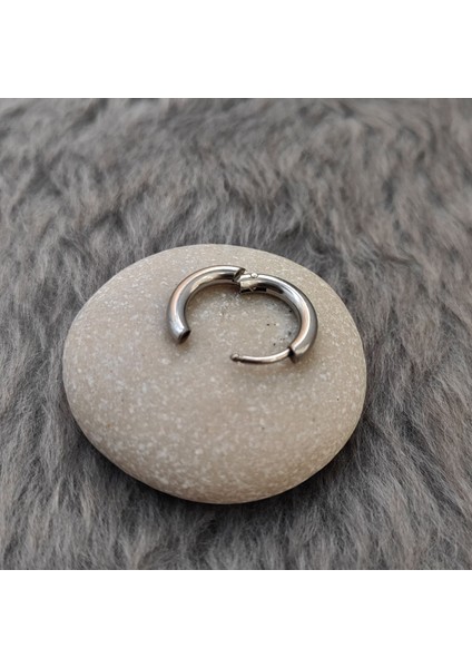 Çelik Gri 10 mm Tekli Küçük Unisex Halka Küpe ET96BY