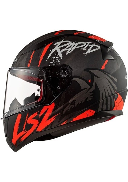 Rapıd Raven Mat Siyah-Beyaz-Kırmızı Kask