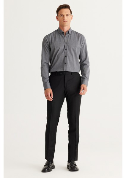 ALTINYILDIZ CLASSICS Erkek Antrasit Slim Fit Dar Kesim Düğmeli Yaka Desenli Gömlek fiyatları