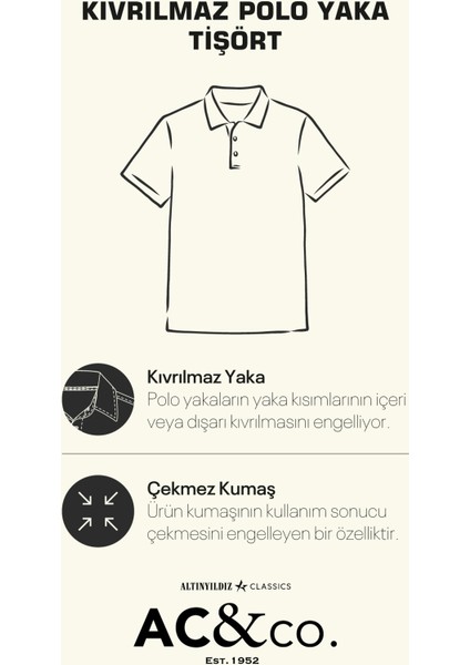 AC&Co / Altınyıldız Classics Erkek Çekmeyen Pamuklu Kumaş Regular Fit Rahat Kesim Lacivert Kıvrılmaz Polo Yaka Cepli Tişört