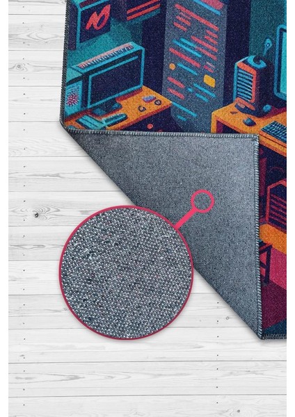 Renkli Gamer Odası Halısı,Pastel Tonlu Canlı Renkli Genç Odası Halısı,Oyuncu Odası Halısı,Modern Gamer Halısı modelleri