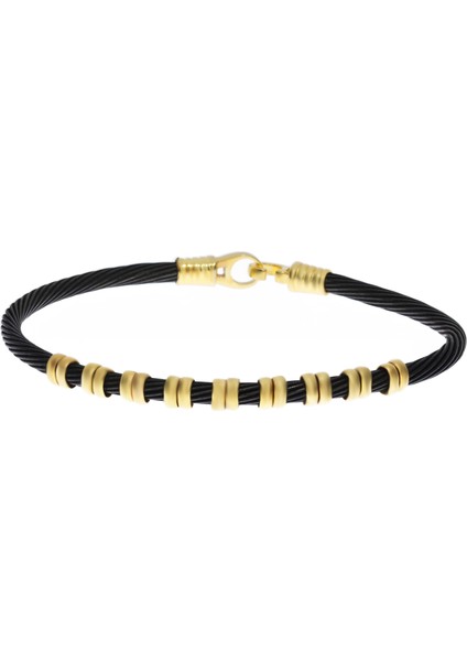 Erkek Gold Renk Gümüş Detay Bileklik