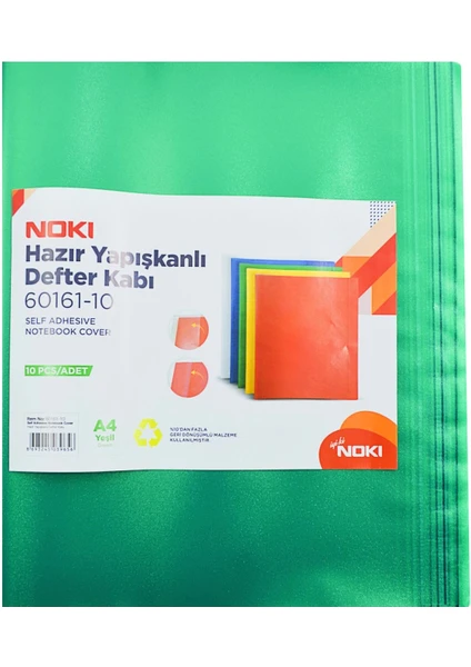 Hazır Yapışkanlı Defter Kabı A4 10LU Yeşil 60161-10