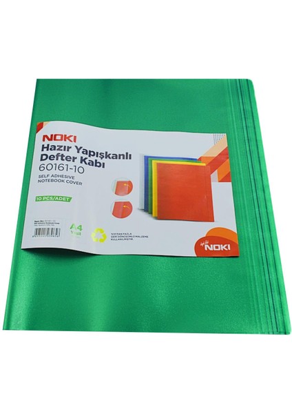 Hazır Yapışkanlı Defter Kabı A4 10LU Yeşil 60161-10