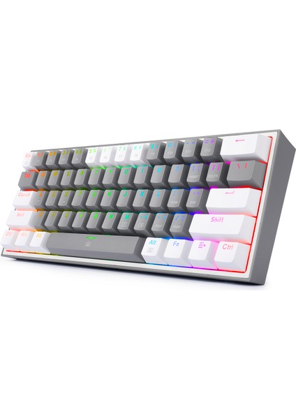 K617-RGB Gw Fızz %60 Kablolu Mekanik Klavye,Türkçe, Red Switch, Gri/beyaz