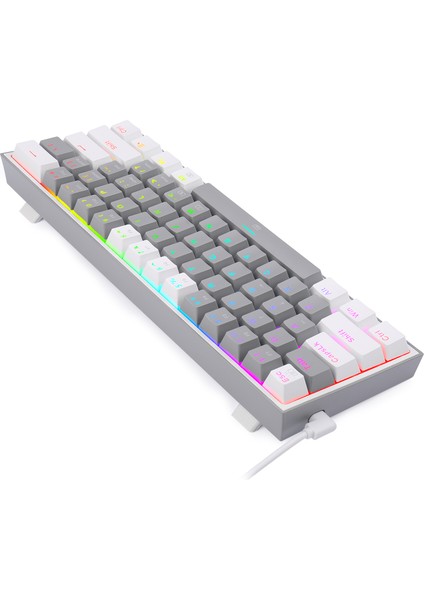 K617-RGB Gw Fızz %60 Kablolu Mekanik Klavye,Türkçe, Red Switch, Gri/beyaz