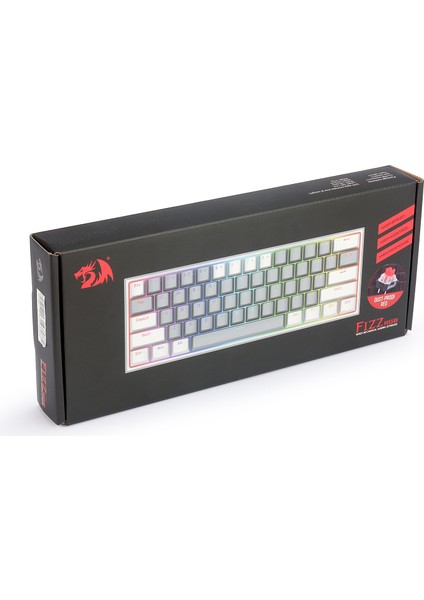 K617-RGB Gw Fızz %60 Kablolu Mekanik Klavye,Türkçe, Red Switch, Gri/beyaz