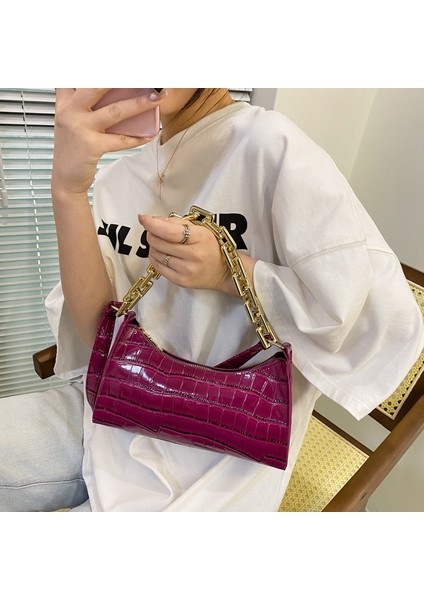 Basit Koltuk Altı Çantası Moda Retro Timsah Desenli Çanta (Yurt Dışından)