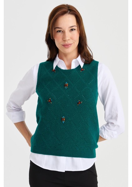 Kadın Sıfır Yaka Önü Baklava Linksli Yün Süveter K.ö.başı fiyatları