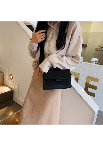 Moda Fırçalama Messenger Çanta Kadın Retro Geniş Omuz Tek Omuz Küçük Kare Çanta (Yurt Dışından) fiyatları
