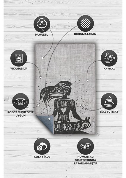 Yogaya Güven Gri Renk Halı Dokuma Modern Meditasyon Sever Halısı Hediyelik Halı fırsatları