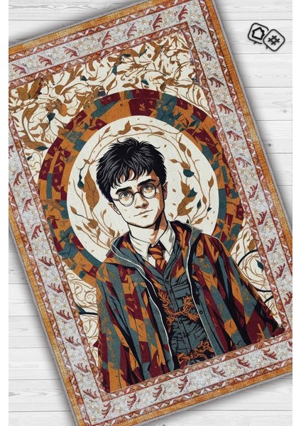 Pop Art Renkli Harry Potter Halısı Yıkanabilir Çocuk Odası Halısı Çok Renkli Halı Bohem Tarzı Potterhead Halısı