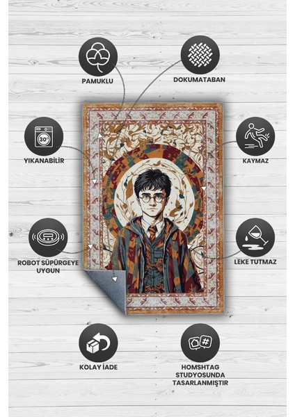 Pop Art Renkli Harry Potter Halısı Yıkanabilir Çocuk Odası Halısı Çok Renkli Halı Bohem Tarzı Potterhead Halısı