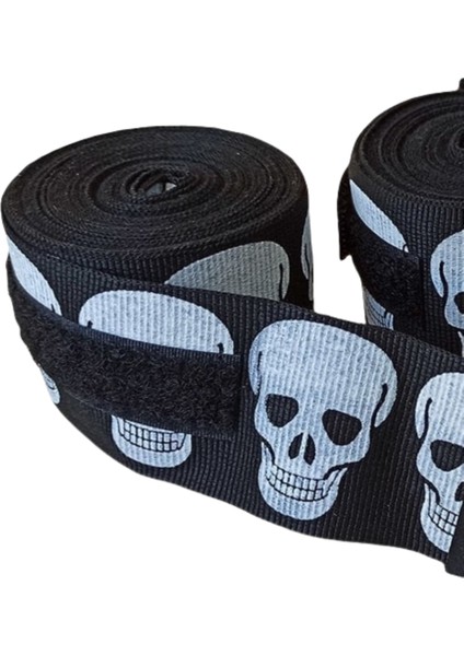 Boks Bandajı Big Skulls Kuru Kafa 5 Metre Boks Bandajı Siyah