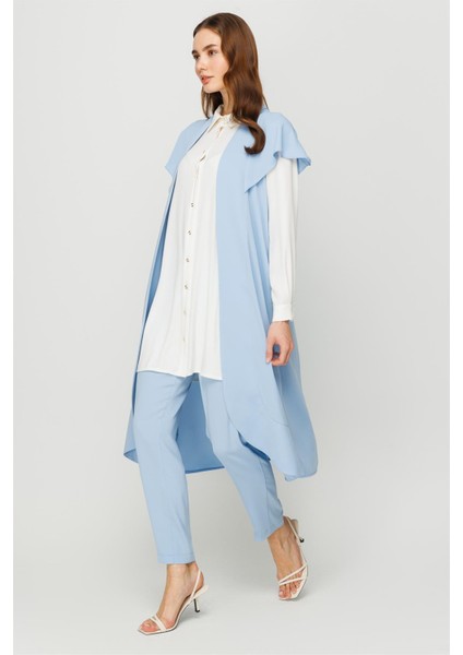 Tırnak Kol Yelekli Tunik Pantolon Yelek Takım Mavi indirimleri