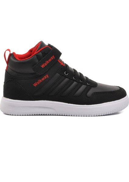 Mely Hi-F Siyah-Beyaz-Kırmızı Cırtlı Çocuk Hi Sneaker