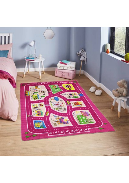 Ultra Lüx Oyun Halısı Araba Yarışı Çok Amaçlı Organik Oyun Halısı 140 x 120 cm (Kaymaz Taban) fiyatları