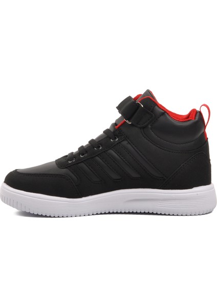 Mely Hi-F Siyah-Beyaz-Kırmızı Cırtlı Çocuk Hi Sneaker