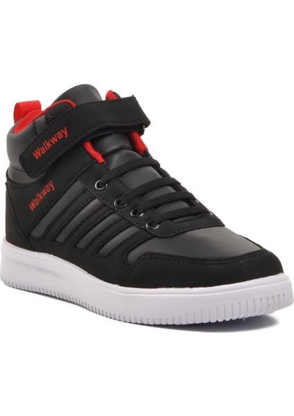 Mely Hi-F Siyah-Beyaz-Kırmızı Cırtlı Çocuk Hi Sneaker