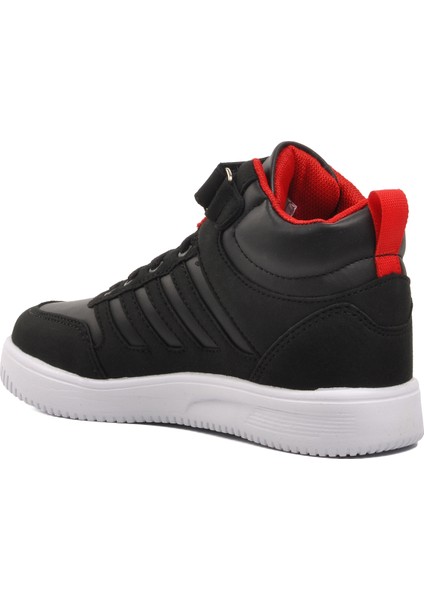 Mely Hi-F Siyah-Beyaz-Kırmızı Cırtlı Çocuk Hi Sneaker
