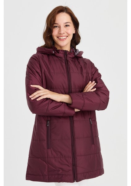 Kadın Astarı Araboy Kapitone Kaban Bordo