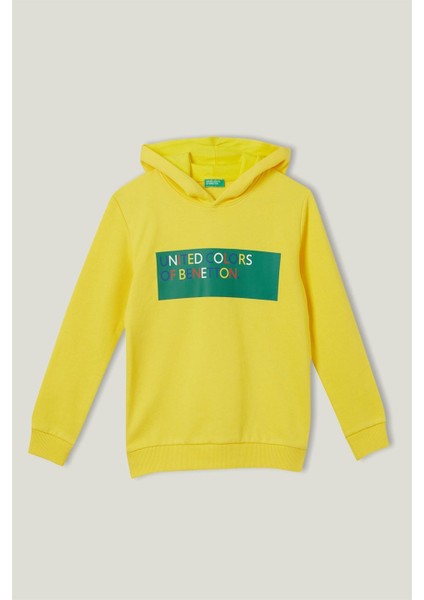 United Colors Of Benetton Benetton Baskılı Kapşonlu Sweatshirt