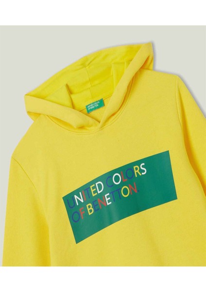 United Colors Of Benetton Benetton Baskılı Kapşonlu Sweatshirt