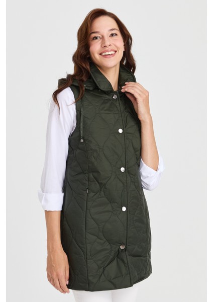 Kadın Kapüşonlu Kapitone Yelek Yeşil fırsatları