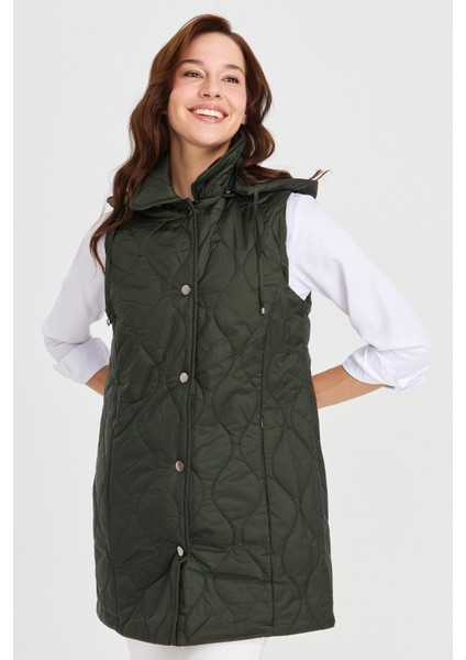 Kadın Kapüşonlu Kapitone Yelek Yeşil indirimleri