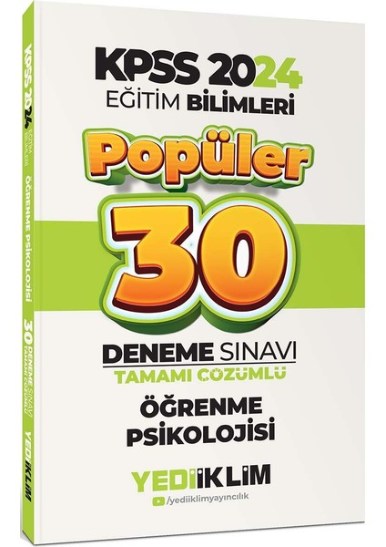 2024 Eğitim Bilimleri Öğrenme Psikolojisi Popüler Tamamı Çözümlü 30 Deneme