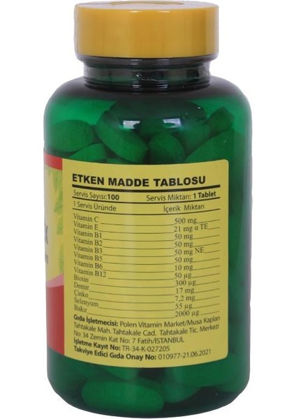 B Vitamini Kompleks 100 Tablet Vitamin B Complex fiyatları