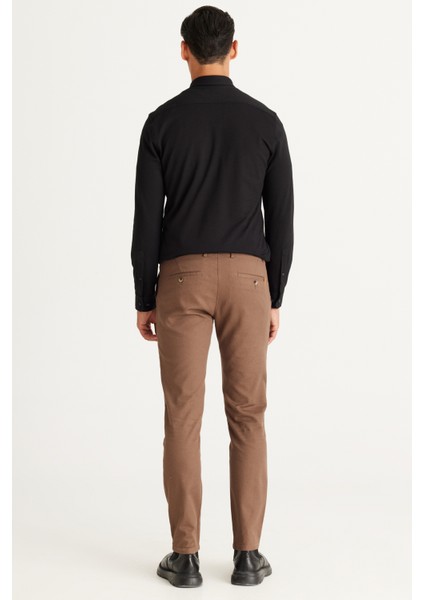 ALTINYILDIZ CLASSICS Erkek Camel Slim Fit Dar Kesim Yan Cep Pamuklu Esnek Rahat Armürlü Pantolon