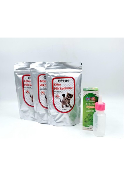 Yavru Kedi Süt Tozu 3 Adet + 60 ml Biberon