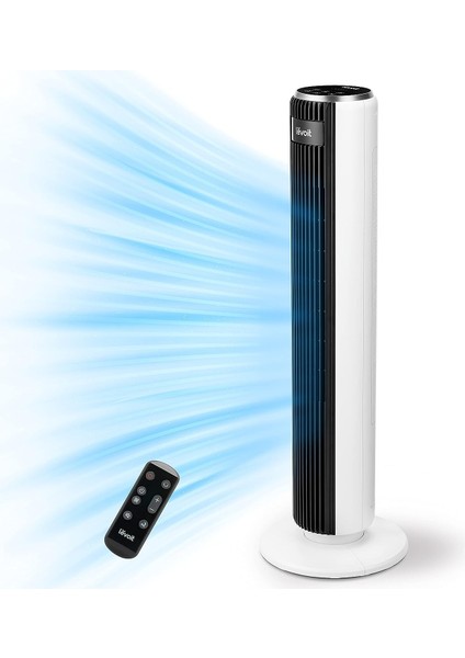 Levoıt Tower Fanı Uzaktan Kumandalı 92CM,GÜÇLÜ Sessiz Soğutma Fanı 28 Db, 3 Mod, 5 Hız, Salınım 90° Zamanlayıcı 12H, LED Ekran, 39W