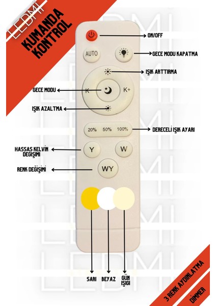 Ledmi Lighting Yuvarlak Kumandalı 3 Renk Aydınlatmalı Ofis Avizesi, Lineer Aydınlatma, Salon Avizesi, Sarkıt Avize